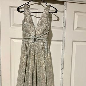 Light blue deep V neck gown!